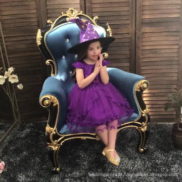 With Hat 2019 New Children Kids Clothing Frock Designs Baby Girl Birthday Party Wear Tulle Flower Girl Halloween Girl Party Dres